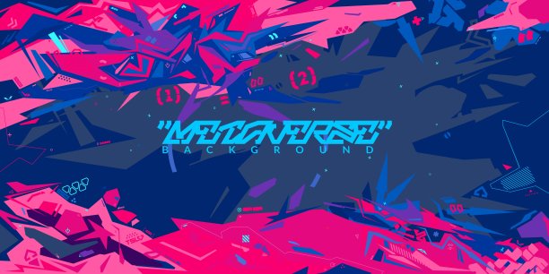 新潮的未来主义机甲高达赛博朋克元宇宙彩色抽象城市街头艺术涂鸦风格矢量插图模板背景图片下载
