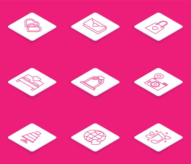 套行两颗相连的心形信封用图片下载