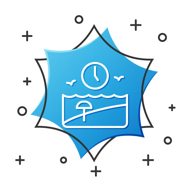 白线假期时间图标孤立在白色图片下载