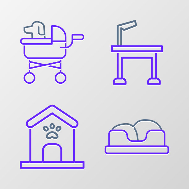 设定线宠物床狗屋和爪印图片下载