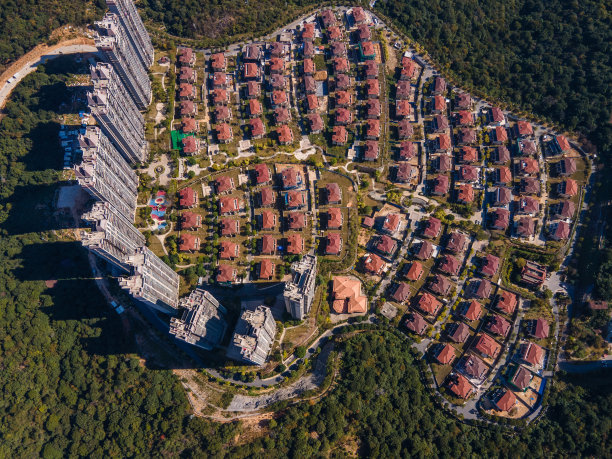 城市集中别墅鸟瞰图图片下载