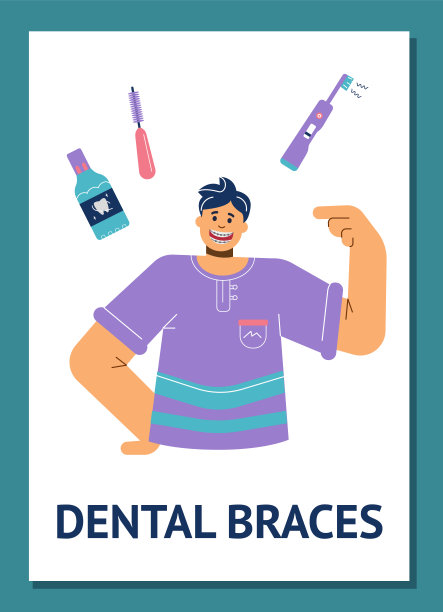 正畸咬合矫正用牙槽横幅，平面矢量图示。图片下载