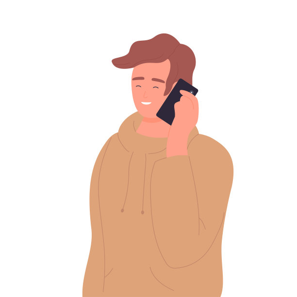 微笑的男孩打电话图片下载