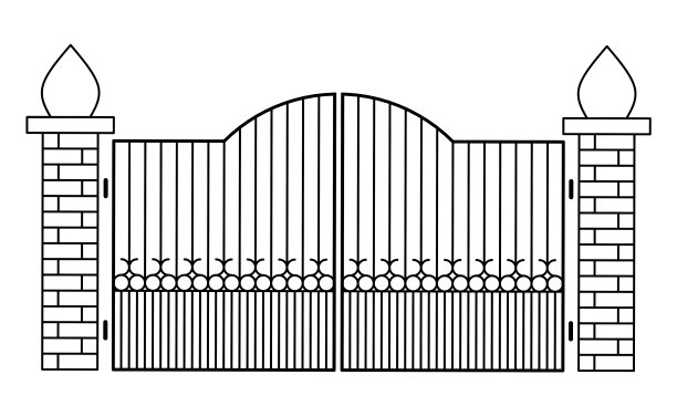 前视图栅栏门。爪哇风格的栅栏门图片下载