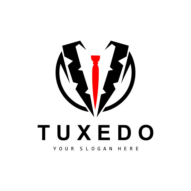 燕尾服标志，西装和领带矢量，男人西装礼服裁缝设计，领结领结图标，复古经典插图图片下载
