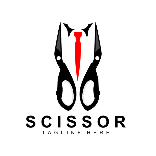 剪刀标志设计，理发店剃须刀矢量，理发店剪刀品牌插图图片下载