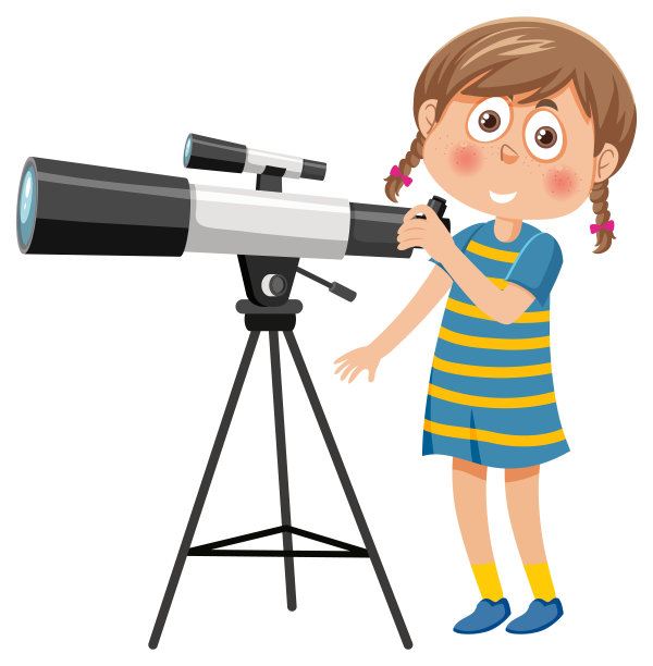 一个女孩在用望远镜看图片下载
