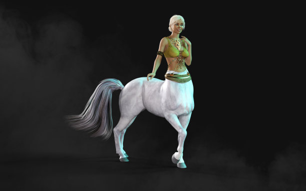 骑白马的漂亮女孩。3d渲染，3d插图。图片下载