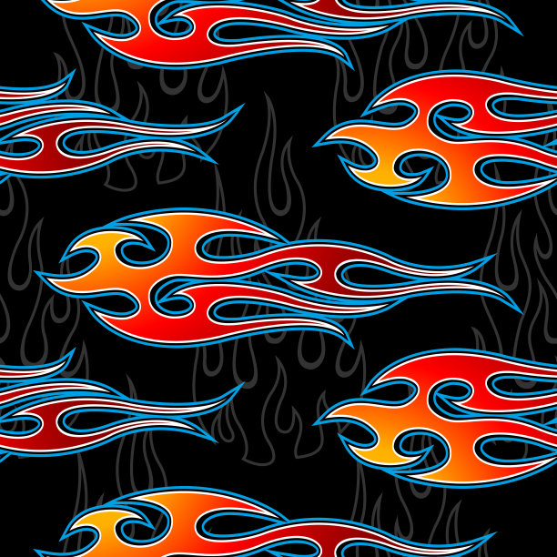 火焰壁纸设计矢量图像。重复的火灾背景。壁纸、包装纸、包装、纺织品设计。图片下载