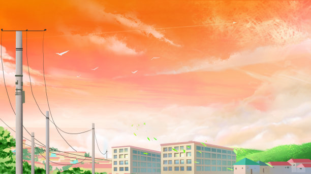 海滩花园水彩插图背景横幅图片下载