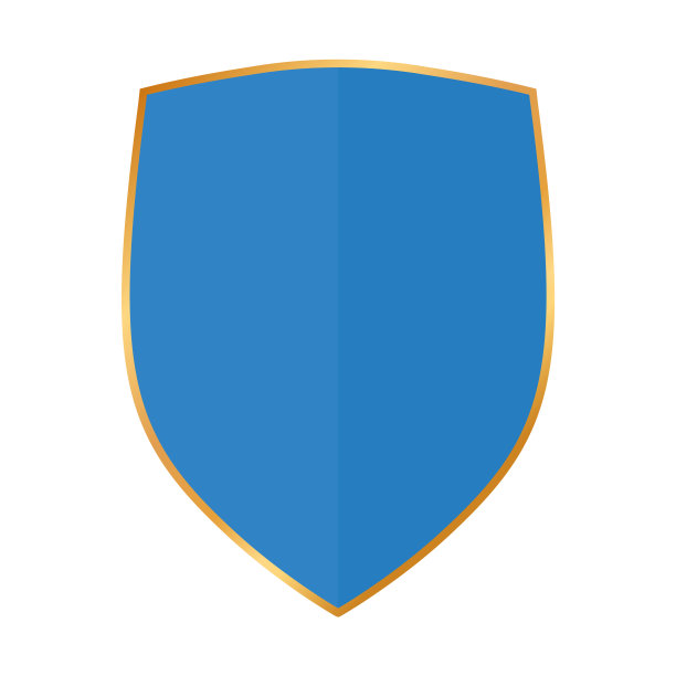 蓝色的盾牌图标与黄金框架图片下载