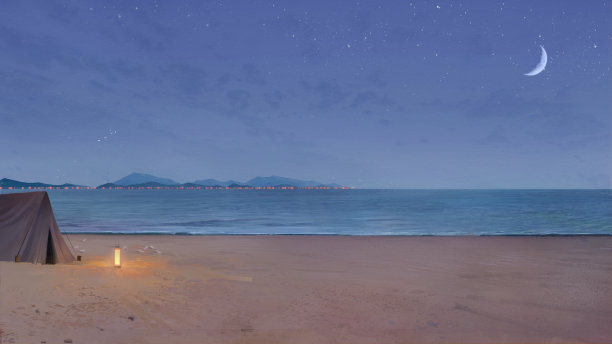 海滩花园水彩插图背景横幅图片下载