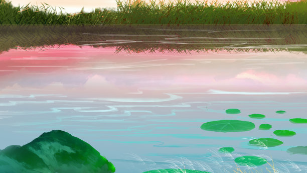 海滩花园水彩插图背景横幅图片下载