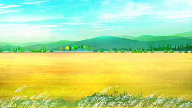 海滩花园水彩插图背景横幅图片下载