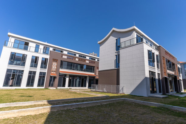 阳光下的乡村建筑和绿化图片下载