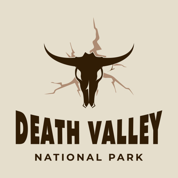 死亡谷国家公园标志复古矢量插图模板图标图形设计。牛骷髅标志或标志为美国旅游旅游的商务与复古风格图片下载