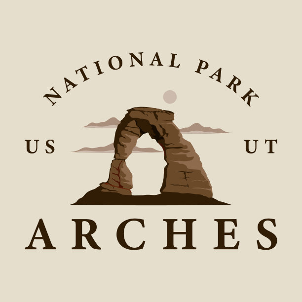 拱门国家公园标志复古矢量插图模板图标图形设计。标志或符号为美国旅游旅游业务与复古排版风格图片下载