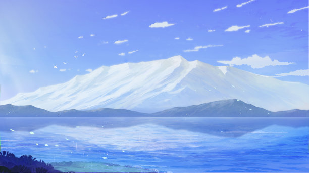 海滩花园水彩插图背景横幅图片下载