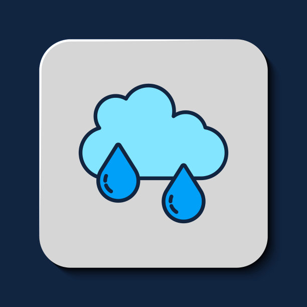 填充轮廓云与雨图标隔离上图片下载