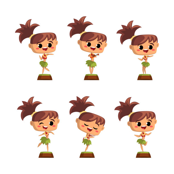 可爱的女孩夏威夷舞者在传统的夏威夷图片下载