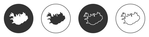 黑色地图上的冰岛图标孤立在白色图片下载