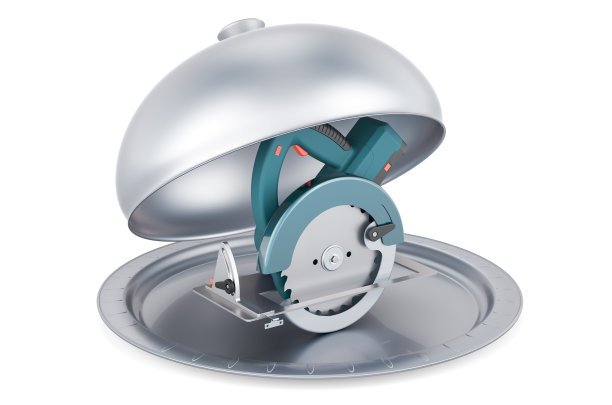 餐厅时钟与圆锯，3D渲染图片下载