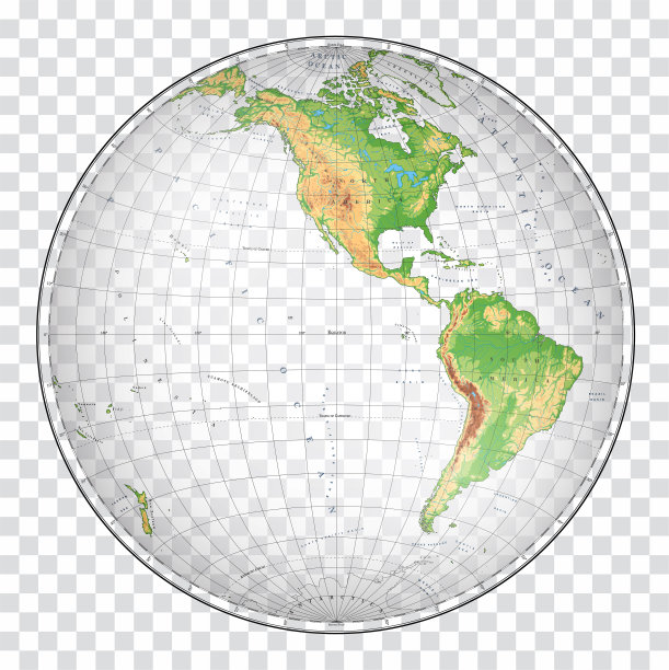 Highly detailed physical World Map in globe shape of Earth. Nicolosi globular projection – 3D.图片下载