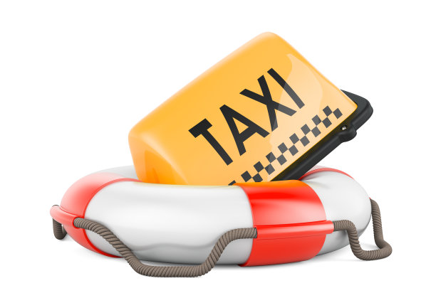 带有救生圈的出租车招牌，3D渲染图片下载
