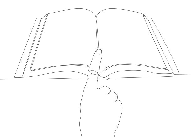 一个连续的手与书。细线插图矢量概念。轮廓图创意。图片下载