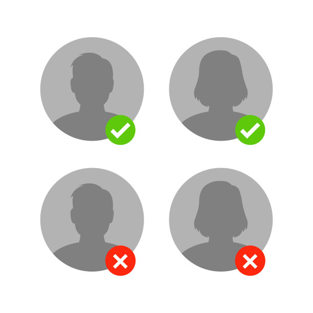 用户帐户确认批准和不批准隔离在白色背景上。图片下载
