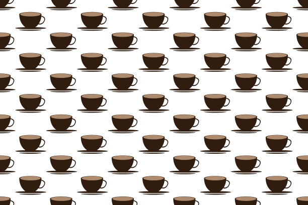 无缝图案画咖啡杯为背景设计，面料，壁纸，包装纸。印花、咖啡杯图片下载