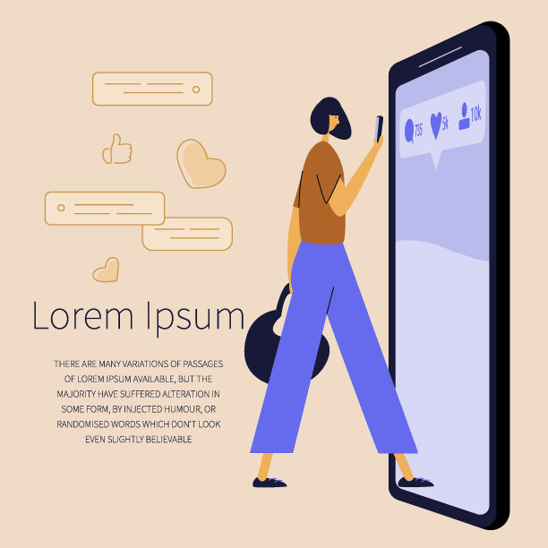 时尚女性在智能手机上看，在虚拟社交网络上聊天或拍照、自拍、玩游戏。她有手机成瘾、设备不良的习惯。拯救自己，就会获得自由。图片下载