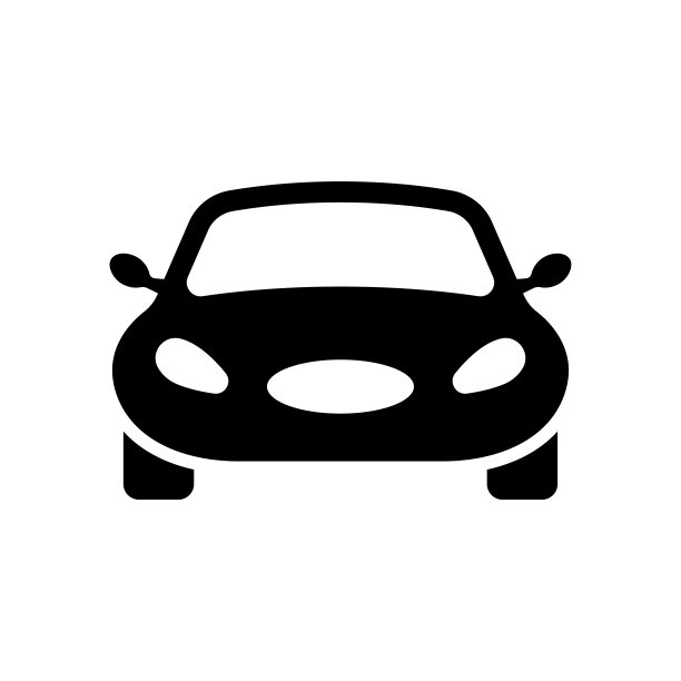 汽车图标。黑色的轮廓。前视图。矢量简单平面图形说明。白色背景上的孤立物体。隔离。图片下载