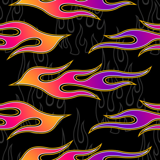 火焰壁纸无缝图案背景矢量图像。包装，墙纸，包装，纺织品设计。图片下载