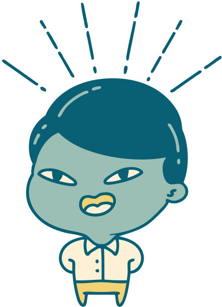 插图的传统纹身风格的快乐的商人图片下载