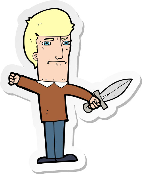 拿着刀的卡通人物贴纸图片下载