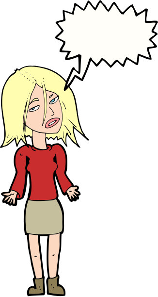 卡通女人耸肩说话泡泡图片下载