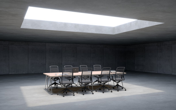 混凝土空间会议室，三维渲染图片下载