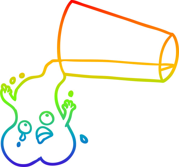 彩虹渐变线绘制的一个倒水漫画图片下载