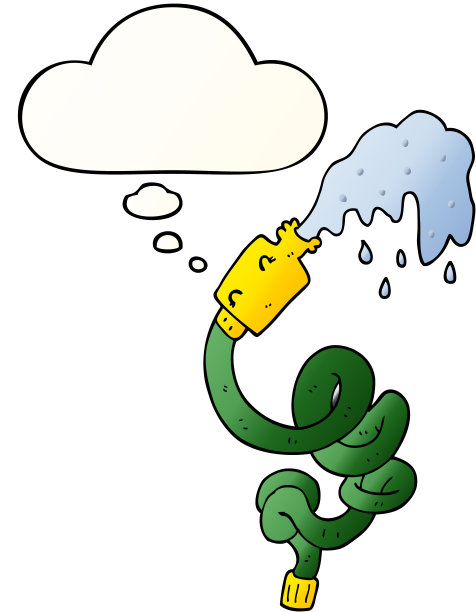 卡通软管与思想泡沫在平滑的渐变风格图片下载