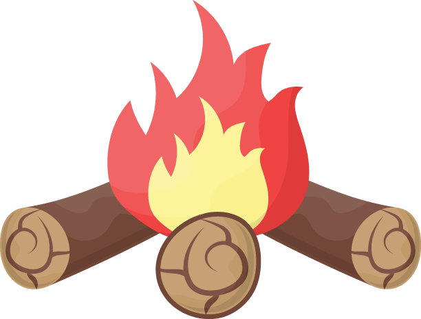 制作光和热概念，篝火矢量颜色图标设计，露营和户外符号，极限运动设备标志，野生动物和探险元素库存插图图片下载