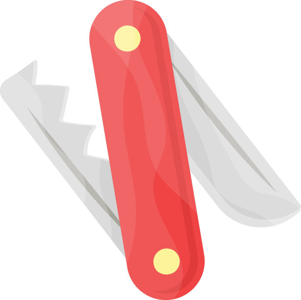 口袋铅笔刀概念，可折叠生存工具矢量颜色图标设计，露营和户外符号，极限运动设备标志，野生动物和探险元素库存插图图片下载