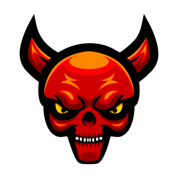 恶魔骷髅头标志吉祥物设计图片下载