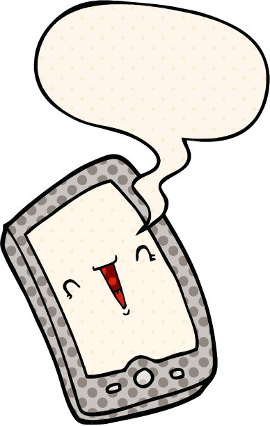 可爱的卡通手机，带有漫画风格的语音泡泡图片下载