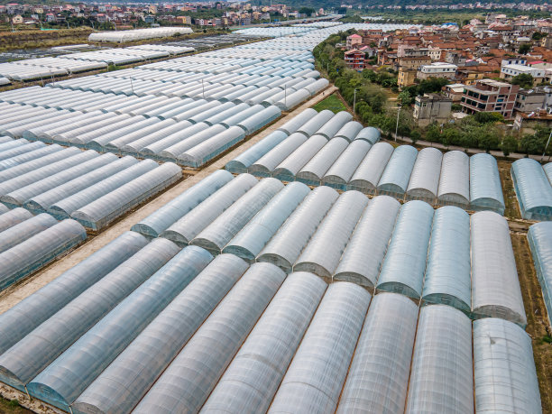现代塑料温室鸟瞰图图片下载