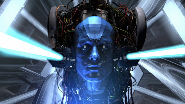 外星人在宇宙飞船中发射激光武器图片下载