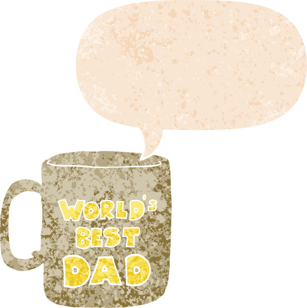 世界上最好的爸爸马克杯与语音泡沫在grunge苦恼复古纹理风格图片下载