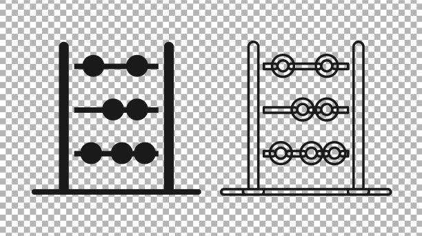 黑色珠算图标孤立透明图片下载