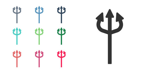 黑色三叉戟魔鬼图标孤立于白色图片下载