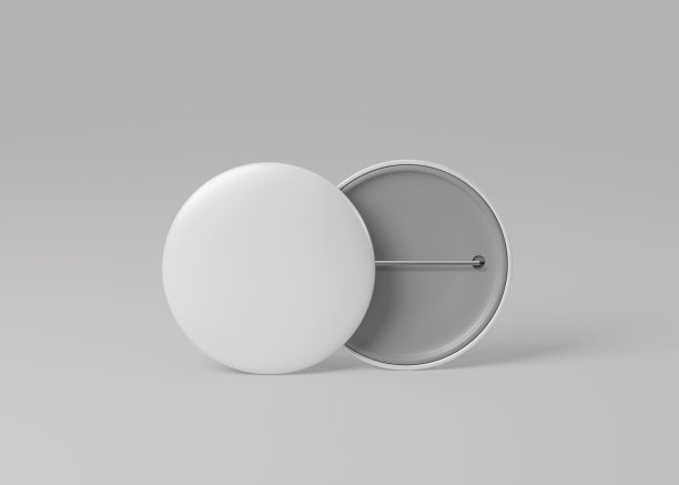 别针徽章标志模型设置前后与复制空间为您的标志或图形设计，3d渲染工作室图片下载